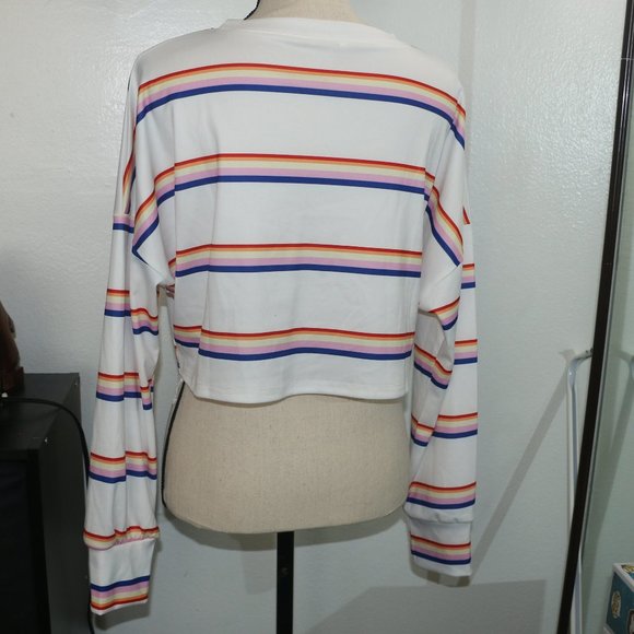 Drop Shoulder Stripe Crop Top - Picture 3 of 8